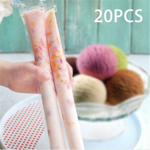 20x Disposable Popsicle Mold Bags Free Zip Ice Pop Freeze Candy Maker Pouch Tool